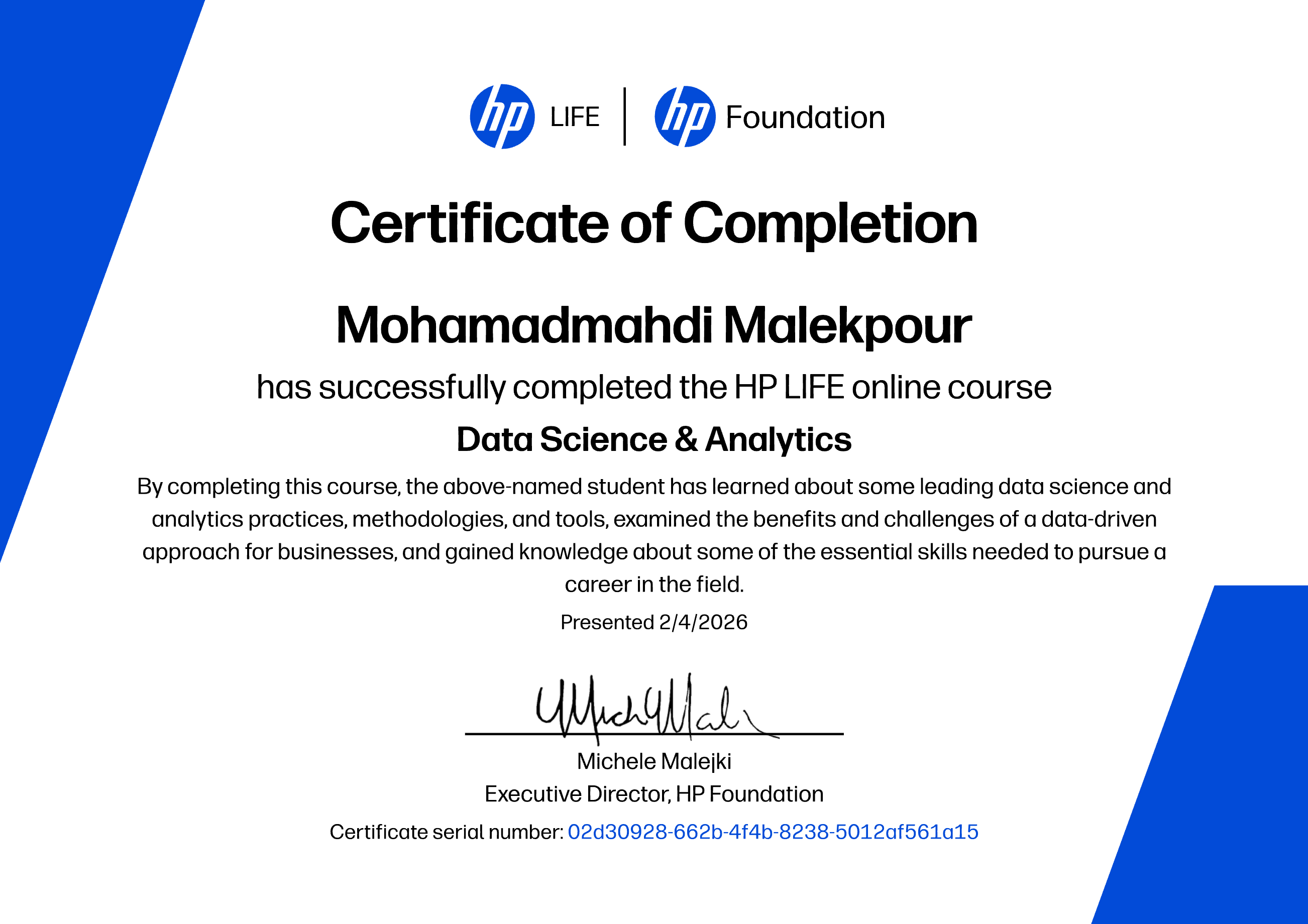 مدرک علوم داده